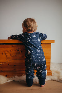 Navy Adventure Bamboo Romper-No Hood
