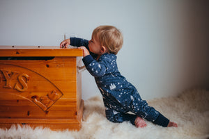 Navy Adventure Bamboo Romper-No Hood