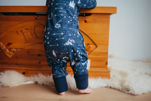 Navy Adventure Bamboo Romper-No Hood